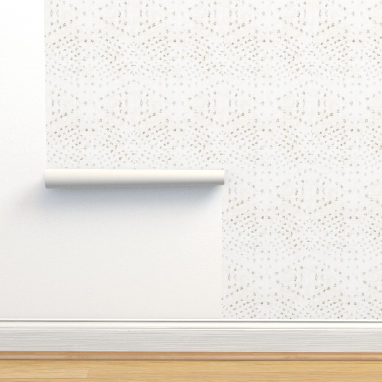 Boho Tribal Geo Neutral White Gray Tile Linen Look Urban Diamond Stripes Zig Zag Polka Dots Dotted Custom Removable Wallpaper by Spoonflower Peel & Stick Wallpaper 2FT Wide